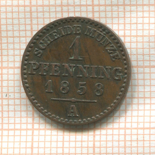 1 пфеннинг. Липпе-Детмольд 1858г