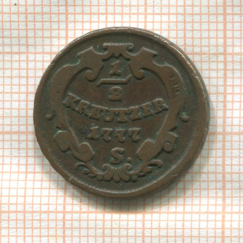 1/2 крейцера. Австрия 1777г