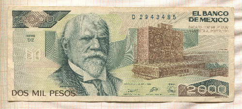 2000 песо. Мексика 1989г