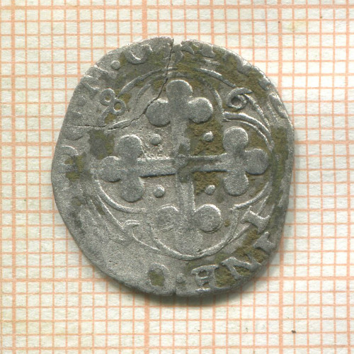 Соль (4 денье). Франция. Савойя (деформация) 1586г