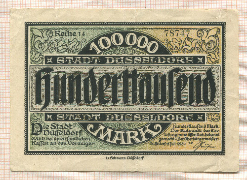 100000 марок. Германия 1923г