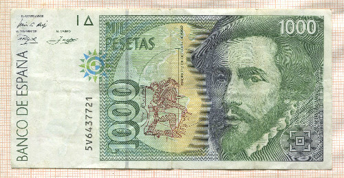 1000 песет. Испания 1992г