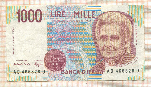 1000 лир. Италия 1990г