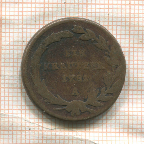 1 крейцер. Австрия 1782г