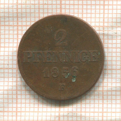2 пфеннига. Саксония 1856г