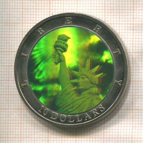 10 долларов. Либерия (голограмма) 2002г