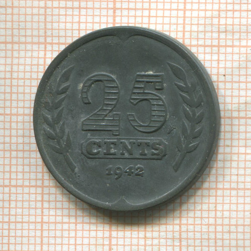 25 центов. Нидерланды 1942г