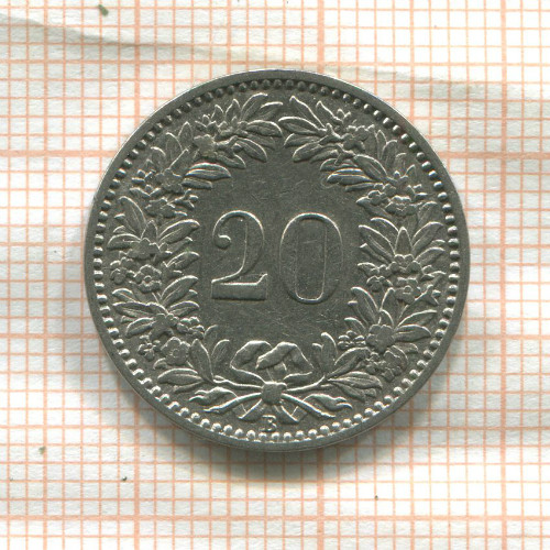 20 раппенов. Швейцария 1883г