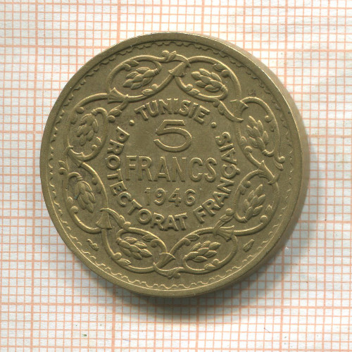 5 франков. Тунис 1946г