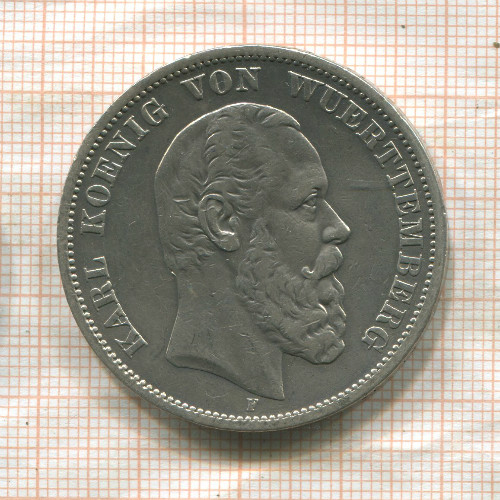 5 марок. Вюртемберг 1874г