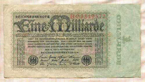 1000000000 марок. Германия 1923г