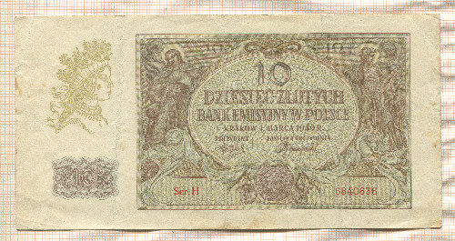 10 злотых. Польша 1940г