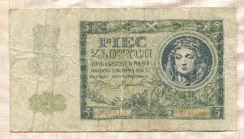 5 злотых. Польша 1941г