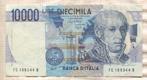 10000 лир. Италия 1984г