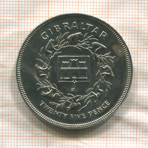 25 пенсов. Гибралтар 1977г