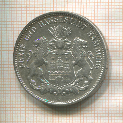 3 марки. Гамбург 1908г