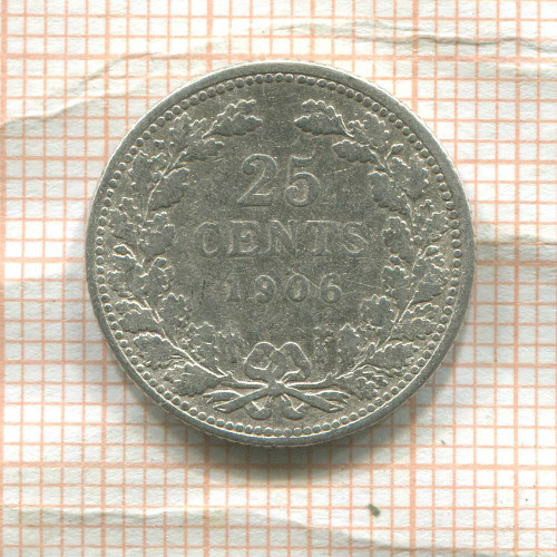 25 центов. Нидерланды 1906г