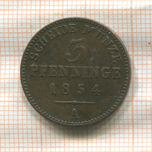 3 пфеннинга. Пруссия 1854г