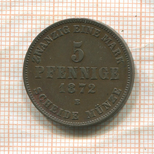 5 пфеннигов. Мекленбург-Шверин 1872г