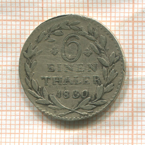 1/6 талера. Гессен-Кассель (подделка в ущерб обращению) 1830г