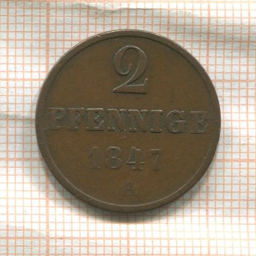 2 пфеннига. Ганновер 1847г