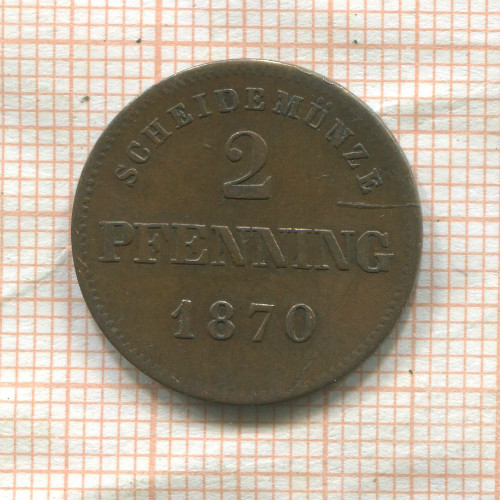 2 пфеннинга. Бавария 1870г