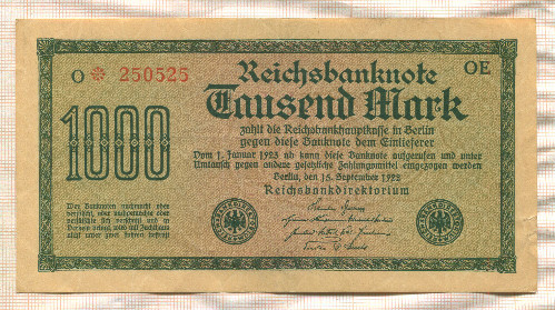 1000 марок. Германия 1922г