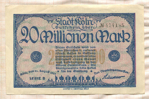 20000000 марок. Германия 1923г