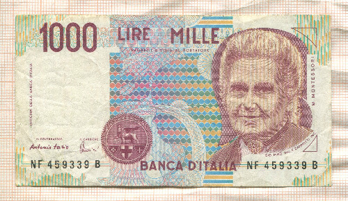 1000 лир. Италия 1990г