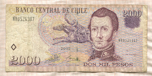 2000 песо. Чили 2002г