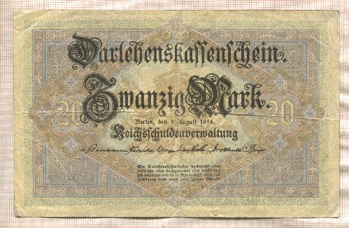 20 марок. Германия 1914г