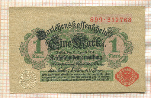 1 марка. Германия 1914г