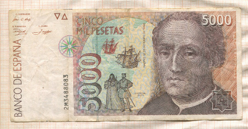 5000 песет. Испания 1992г