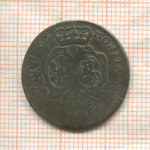 6 грошей. Курляндия и Семигалия. Эрнст Иоганн Бирон
(небольшая деформация) 1763г