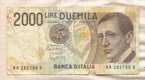2000 лир. Италия 1990г