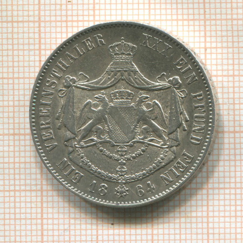 1 талер. Баден-Дурлах 1864г