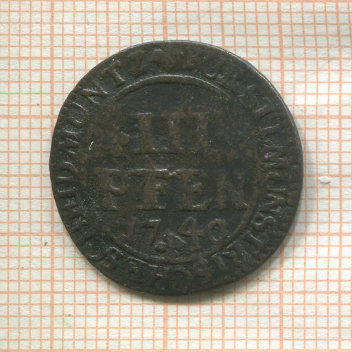 3 пфеннига. Мюнстер 1740г