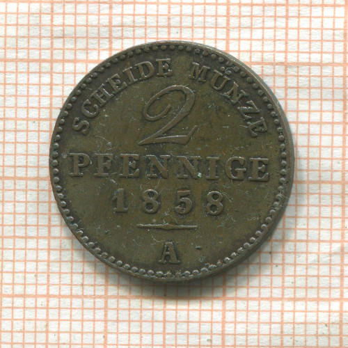 2 пфеннига. Саксен-Ваймар-Эйзенах 1858г