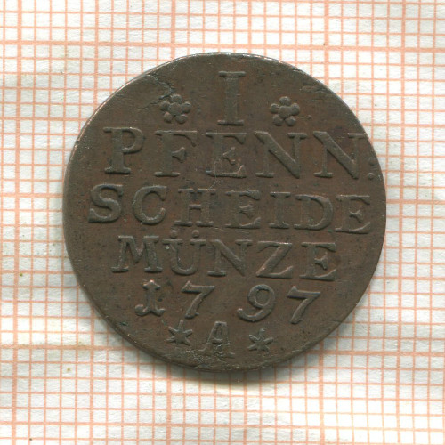 1 пфенниг. Пруссия 1797г