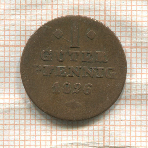 1 пфенниг. Шаумбург-Липпе 1826г