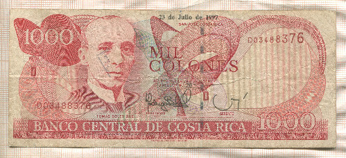 1000 колонов. Коста-Рика 1997г