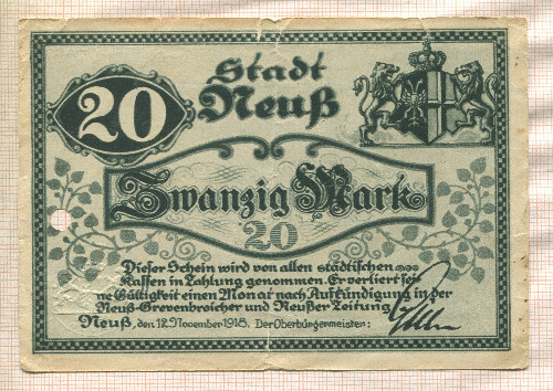 20 марок. Германия 1918г