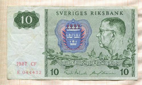 10 крон. Швеция 1987г