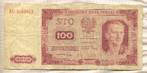 100 злотых. Польша 1948г