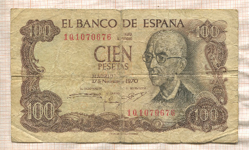 100 песет. Испания 1970г