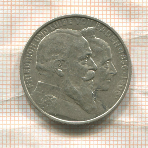 2 марки. Баден 1906г