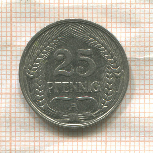 25 пфеннигов. Германия 1910г