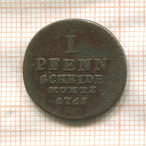1 пфенниг. Брауншвейг-Люнебург-Каленберг-Ганновер 1765г