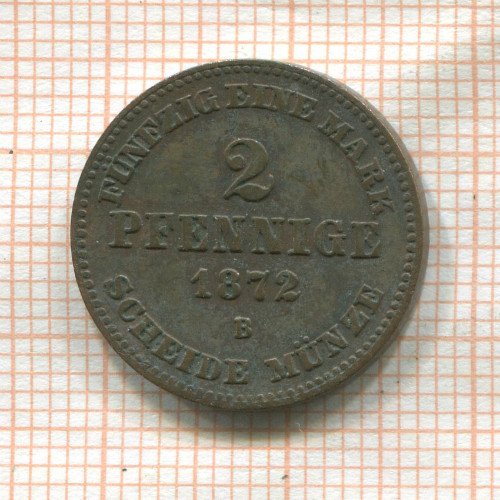 2 пфеннига. Мекленбург-Шверин 1872г