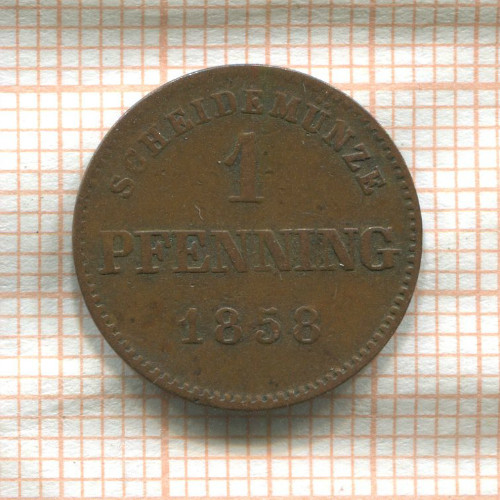 1 пфеннинг. Бавария 1858г